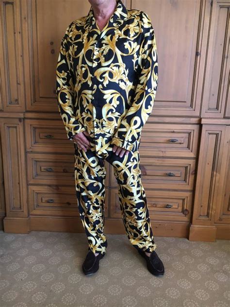 versace silk pajama pants|black and gold Versace robe.